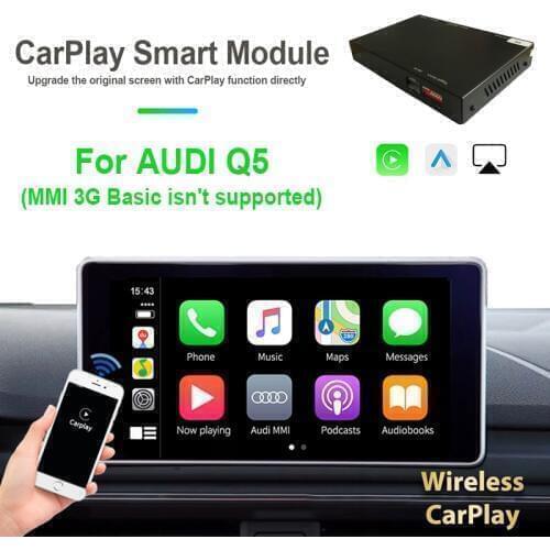 Black Wireless Carplay Audio Video Playback Andriod Auto For AUDI Q5 2010 2012 Airplay Siri Voice Multimedia Stereo Head Unit
