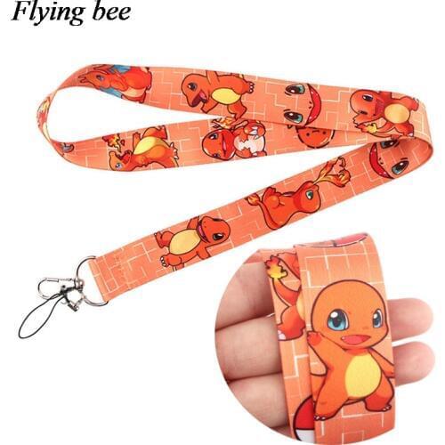 Flyingbee Little Fire Dragon Keychain Cartoon Cute Phone Lanyard Women Fashion Strap Neck Lanyards for ID Card Phone Keys X0653