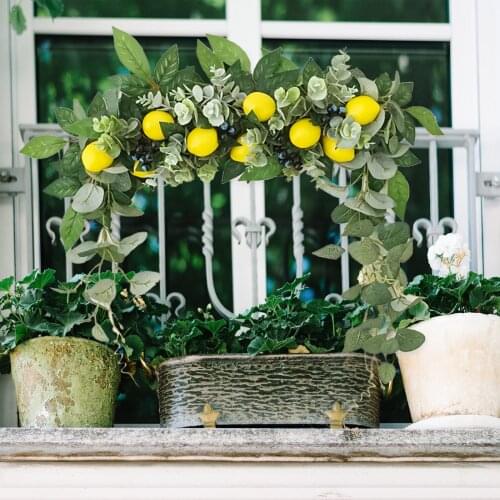 Chair Back Flower Garland Door Decoration Wreath Lemon Table Decorations Natural Rattan Wall Hanging-door Lintel