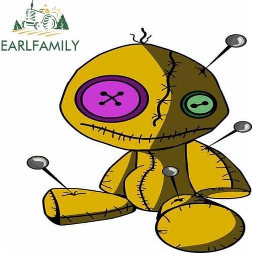 EARLFAMILY 13cm x 12.7cm for VooDoo Doll Pins Camper Vinyl Car Stickers Window Trunk Anime VAN Scratch-proof Window Truck Decal