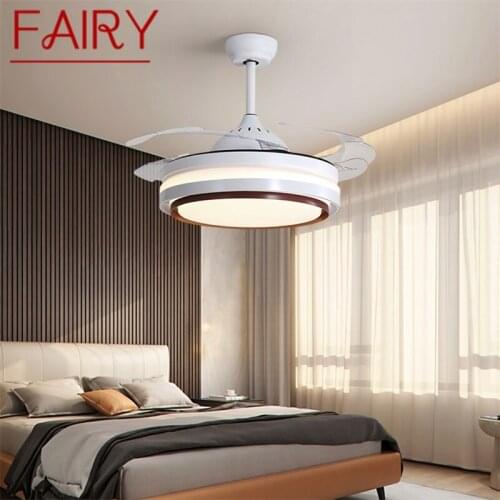 FAIRY Modern Ceiling Fan Lights Invisible Fan Blade With Remote Control 3 Colors LED For Home Dining Room Bedroom Restaurant