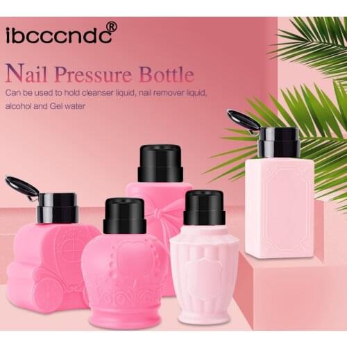 Large Capacity Empty Pump Liquid Alcohol Dispenser Press Nail Polish Remover Cleaner Bottle Make Up Refillable Container Tools