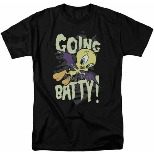 Looney Tunes Going Batty T Shirt Mens Licensed Cartoon Merch Tweety Bird Black