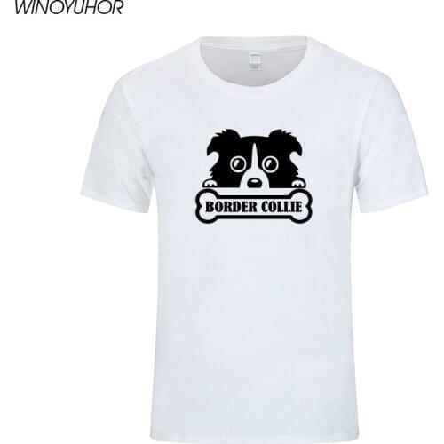 Funny Border Collie T-Shirt Men Cute Pet Dog Printed Tee Shirt Homme Summer Casual Short Sleeve T Shirts Male Camiseta