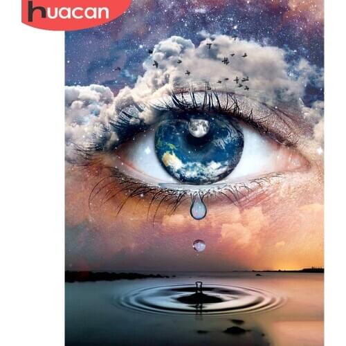 HUACAN DIY Diamond Painting Full Drill Eye Landscape 5D Diamond Embroidery Cross Stitch Home Decoration Gift