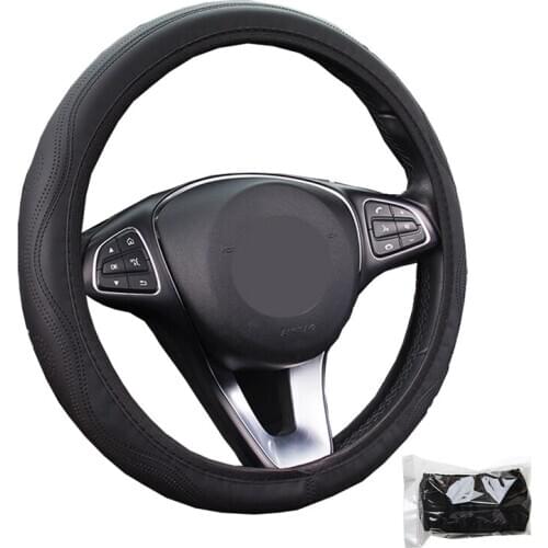 Artificial PU Leather Car Steering Wheel Cover Wrap Cape For 14.57" (37CM) to 15" (38CM) M Size Braid on the Steering wheel