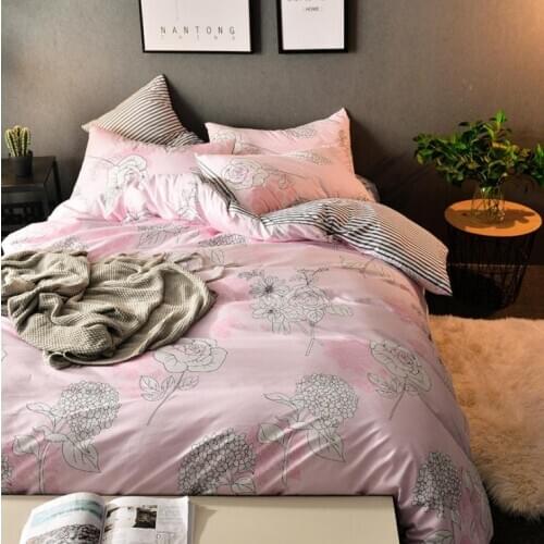 Classic bedding set 4 size grey blue flower bed linen 4pcs/set duvet cover set Pastoral bed sheet AB side duvet cover 2019