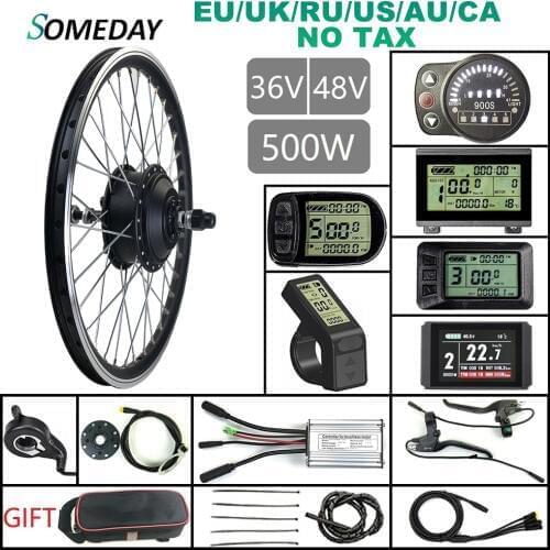 SOMEDAY Whole Warterproof Plug 36V/48V 500W Electric Bicycle Conversion Kit Rear Drive Hub Motor Wheel with Cassette Motor