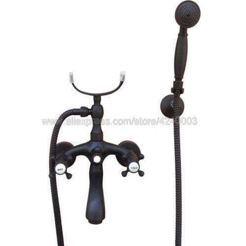 Oil Rubbed Bronze Wall Mount Bathtub Bathroom Faucet Telephone Style Mixer Faucet Tap with Dual Handle Handshower Ktf567