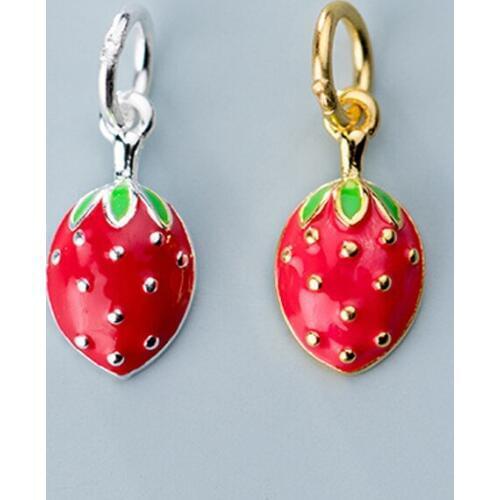 Fashion 925 Sterling Silver Craftwork Strawberry Charms Handmade Ornament S925 Silver Pendants DIY Women Jewelry Accessories