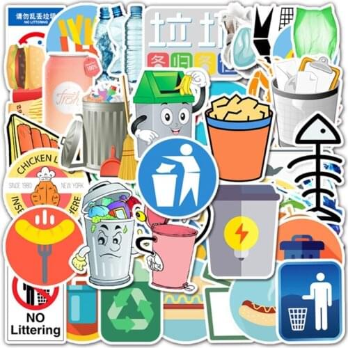 Cartoon Sticker Luggage Glue Sticker Easy Peel Off Garbage Sorting Self-Adhesive 3D Cutting Cartoon Stickers Kids Party
