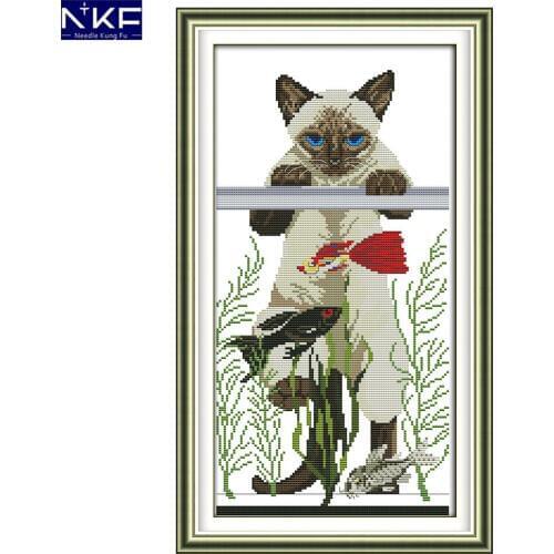 NKF The Cats Favorite Cross Stitch Set Handmade Craft Needlework Cross-Stitch Embroidery Kit Cross Stitch for Home Decor
