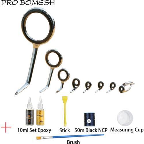 Pro Bomesh 5g AT25 Spinning Guide Set 10ml Set Epoxy Resin NCP Thread Brush Measuring Cup DIY Custom Trout Fishing Rod Accessory