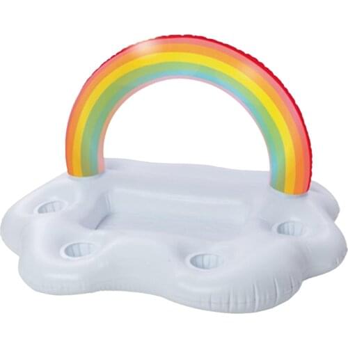 Inflatable Rainbow Cloud Drinks Salad Bottle Holder Pool Floating Serving Bar Water Fun Decorations For Water Pool Beach