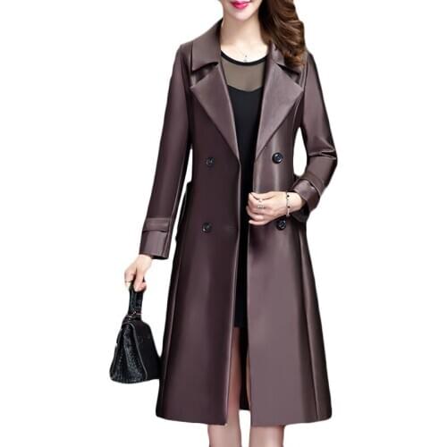 2019 Spring Autumn New Plus Size Windbreaker Coat Women Fashion Long Section Slim Womens Trench Coat Casual Overcoat 5XL E053