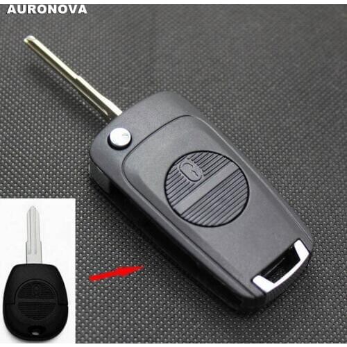 AURONOVA New Upgrade Flip Folding Key Shell for Nissan 2 Buttons Modified Car Key Shell Case With A33 Blade