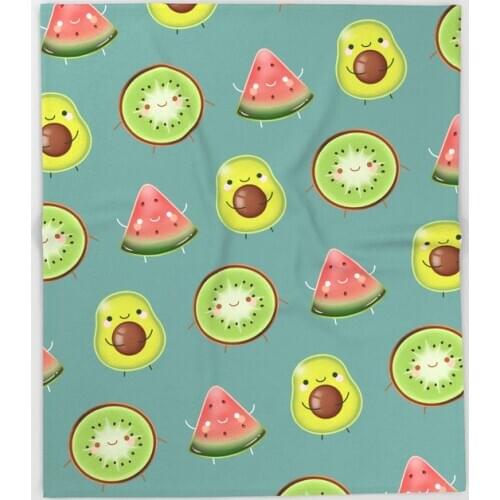 Kawaii Avocado Fruit Throw Blanket Portable Soft Bedspread Home Decoration Microfiber Flannel Blankets for Beds