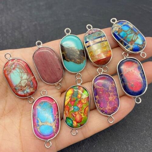 Wholesale Multi-color Oval Shape Pendant Natural Turquoise for Jewelry Making DIY Handmade Accessories Beaded Decoration Fashion