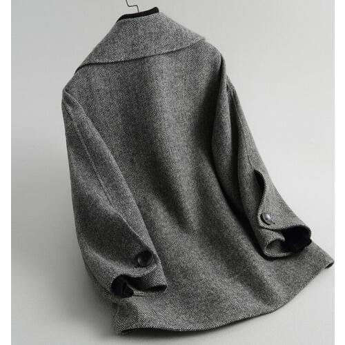 Autumn Winter Coat Top Quality Double Sided Cashmere Jacket Warm Short Wool Overcoat Abrigo Invierno D-19-0813-2MF640