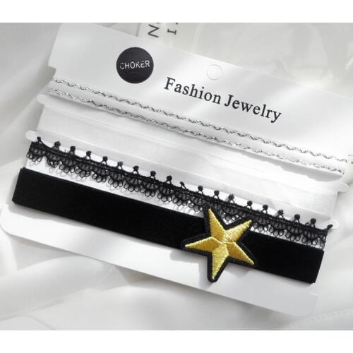 4pcs/set Multi Styles Gothic Black Lace Velvet Choker Necklace for Women Fashion Sexy Short Neck Collares 2019 New Jewelry FS02
