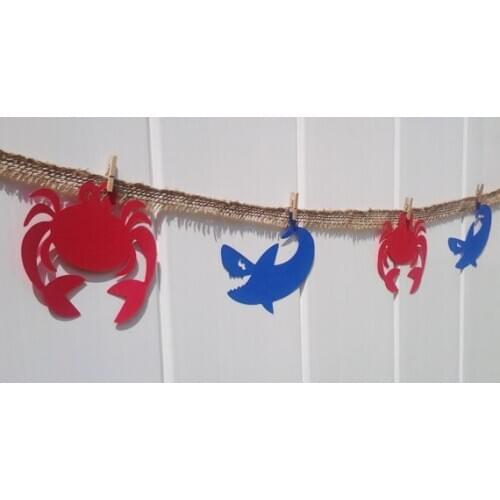 Under the sea burlap banner crab shark birthday decor party garland nautical ocean wedding photo booth