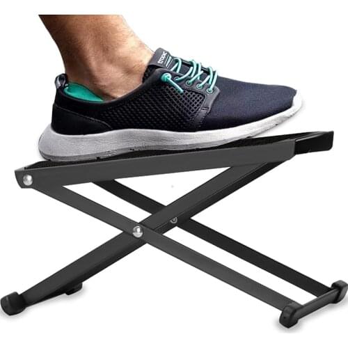 Guitar Foot Rest 4-Position Height Adjustable Rubber End Caps and Non-slip Rubber Padfor Com fortable and Solid Support