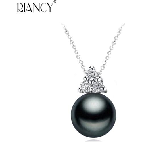Fashion Natural Freshwater Black Pearl Pendant Necklace for Women Exquisite Wedding Anniversary silver 925 Jewelry