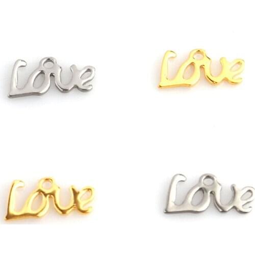20pcs 6*12mm Stainless Steel Letter Pendant Charms Letter Love Pendants For DIY Jewelry Earring Necklace Handmade Accessories