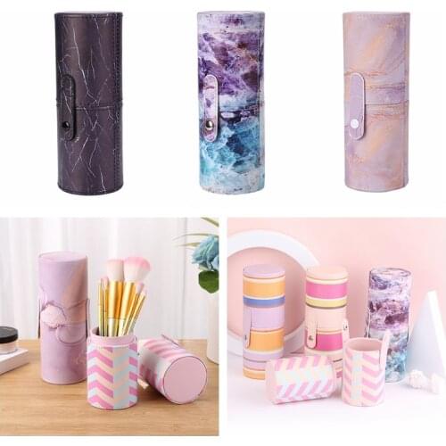 Portable PU Leather Makeup Storage Holder Cosmetic Cup Case Box for Makeup Brush Pen Cup Case Box Makeup Organizer Kit