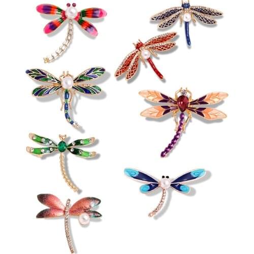 SHARPPIN Enamel Rhinestone Dragonfly Brooch Pin Colorful Animal Party Brooches Jewelry Scarf Buckle Womens Accessories