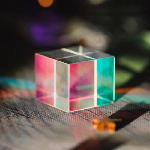 Light Prism Photo Ornaments Rainbow Color Crystal Glass Optical Science Cube Color Combination Prism Valentines Day Gift