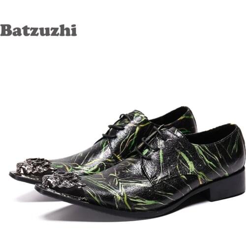 Batzuzhi Personality Mens Shoes Leather Dress Shoes Formal Pointed Toe Lace-up Business, Party & Wedding Shoes Men Zapatos Homb