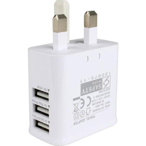 A Ausuky UK Plug Universal Travel USB Charger Adapter Wall Portable Mobile Phone Charger 3 Slots USB Phone Charger Adapter -25