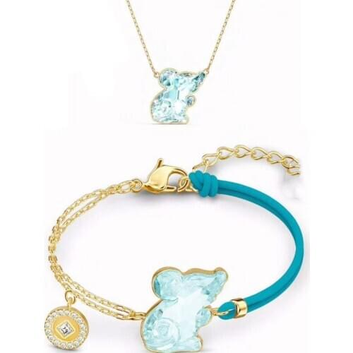 High Quality SWA 2020 New Ruyi Rat Shape Necklace Pendant Female Zodiac Rat Necklace Bracelet Set, Best Birthday Gift