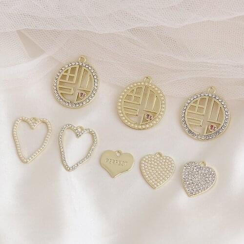 Diy jewelry making 20pcs/lot geometry heart/round shape fashion alloy charms earring/necklace/bracelet pendants accessory