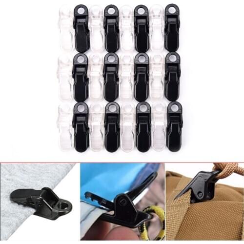 12Pcs 2 Colors New Awning Clamp Reusable Tarp Clips Tie Down Snap Hangers Tent Camping Tighten Survival