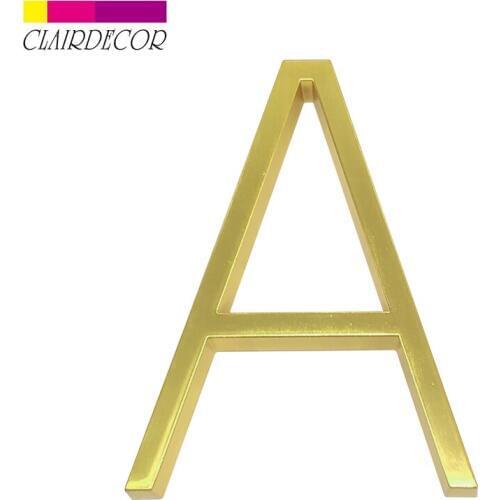 127mm Floating Modern House Number Satin Brass Door Home Address Numbers for House Digital Outdoor Sign Plates 5 Inch. #A