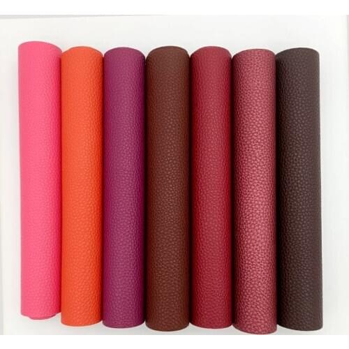 Fall/Winter Seasons Color Litchi Grain Embossed PU Faux Leather Fabric Sheet Cotton Backing For Shoe/Bag/Wallet/Car Seat Cover