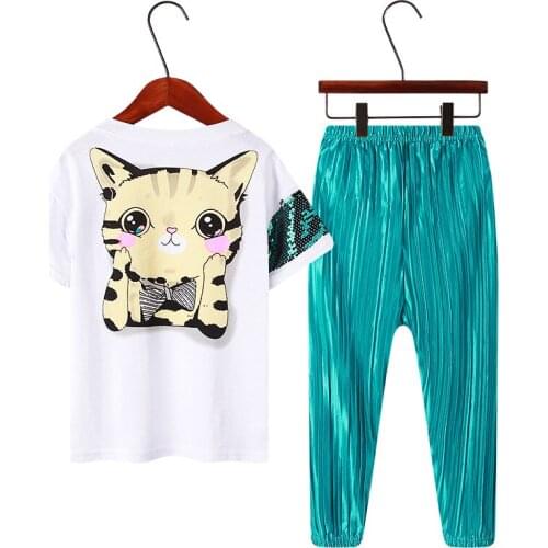 2021 Summer Spring Girls Clothing Suits Kids Animal Print Cotton Sweatshirt Tracksuit Sport Suits Outwear Kids Clothes Girls