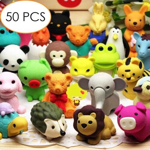 50PCS Mini Novelty Pencil Eraser Puzzle Eraser Toys School Supplies For Party Favors Classroom Prizes Animal Shaped Methodical