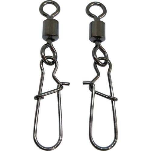 500pcs Stainless Steel Fishing Swivel American Rolling Swivel with Nice Snap Fish Hook Lure Connector Terminal swivels Pesca