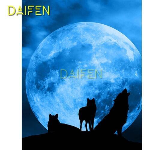 5D DIY Diamond painting Cross stitch hilltop Full Square Diamond mosaic wolf and moon Full Round Diamond embroidery wolf moon