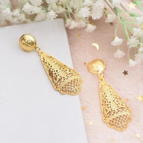 Annayoyo Ethnic Gold Color Earrings for Women/Girls,Trendy Party Jewelry Arab African South America Gift