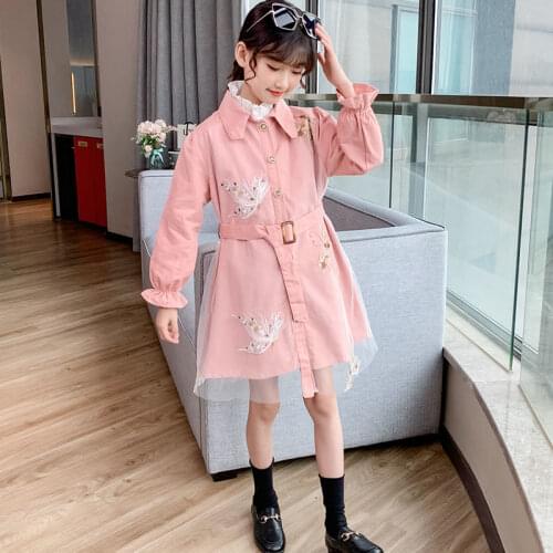 Girls Spring Autumn Jackets 2021 New Girls In The Big Children In The Long Princess Windbreaker Korean Style Childrens Fashion
