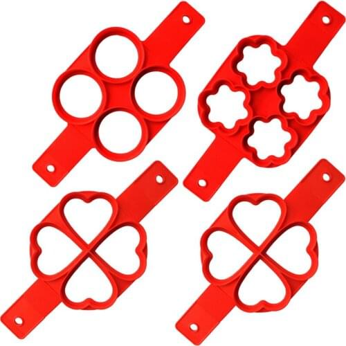 DIY 4 Holes Fried Pancakes Eggs Fixator Pancake Maker Egg Ring Silicone Nonstick Cooking Baking Stencil Muffin Pastry Mould Tool