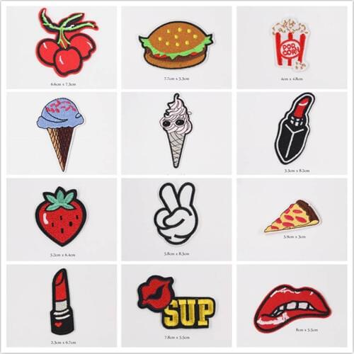 Food Fruits Cartoon Patches Cap Shoe Iron On Embroidered Appliques DIY Apparel Accessories Patch For Clothing Fabric Badges B163