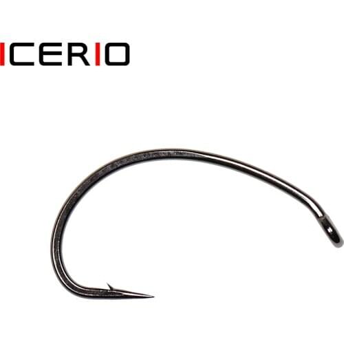 ICERIO 30PCS Fly Tying Hook Wide Gap Curve Nymph Scud Shrimp Worms Caddis Fly Hook Fishing Material