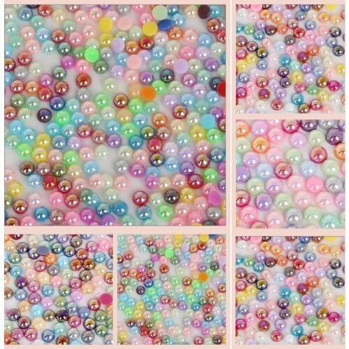 3/4/5/6/8/10/12/14mm 50-1000pcs/bag Mixed Color ABS Imitation Pearl Half Round Flatback for DIY Craft Jewelry Findings Making