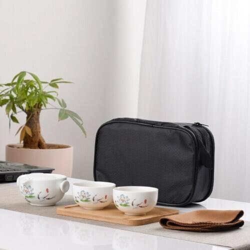 Ceramic teapots gaiwan teacups chinese teaware portable travel tea sets with travel bag Free shipping