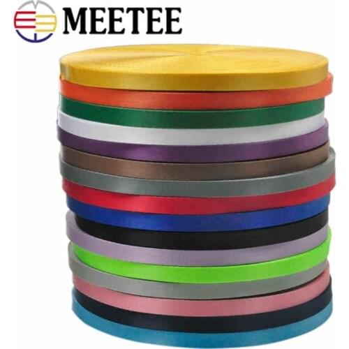 45Meters Meetee 10mm Colorful Nylon Webbing Ribbon Straps Bias Tape for Handmade Work Cards Strap Clothing Sewing Accessories